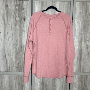 Save Khaki United Top Size 2XL Long Sleeve Henley Faded Red Comfort Soft